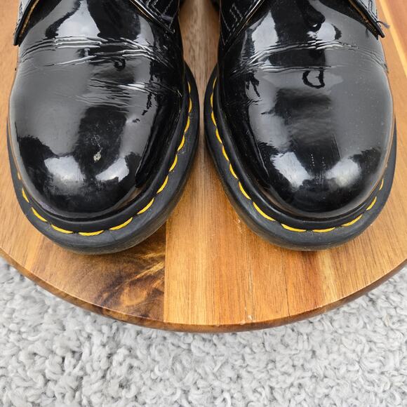 Dr. Martens Womens 8 1461 Black Patent Leather 3-Eye Lace Up Plain Toe Oxford